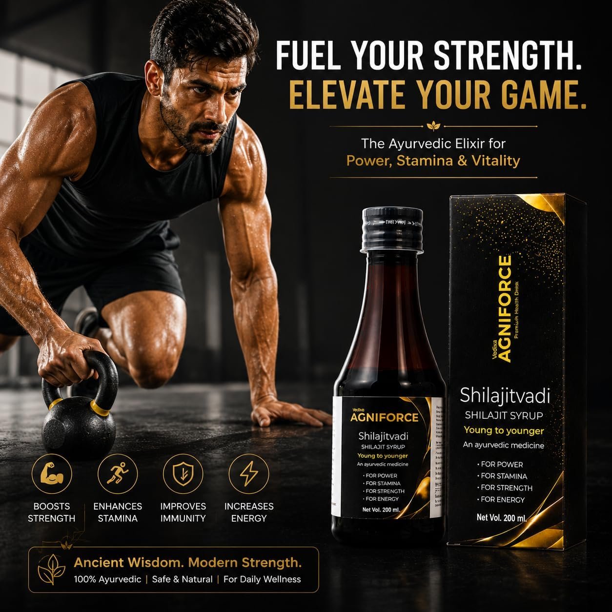 Shilajit Herbal Health Drink | Ayurvedic Syrup for Men | Ashwagandha Wellness Supplement | Premium Liquid Formula | Daily Use | 200 ml - Image 4