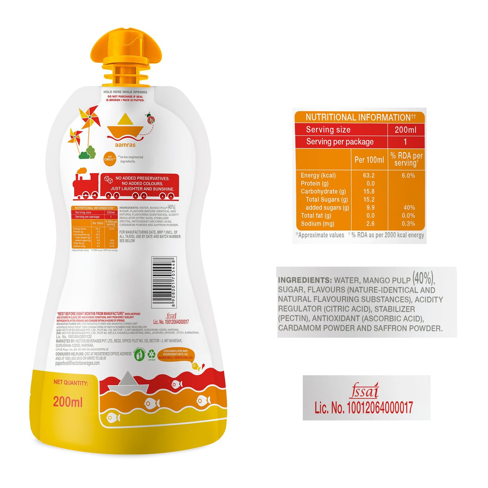 Paper Boat Aamras, Mango Fruit Juice, No Added Preservatives and Colours (200ml/215ml) - Image 2