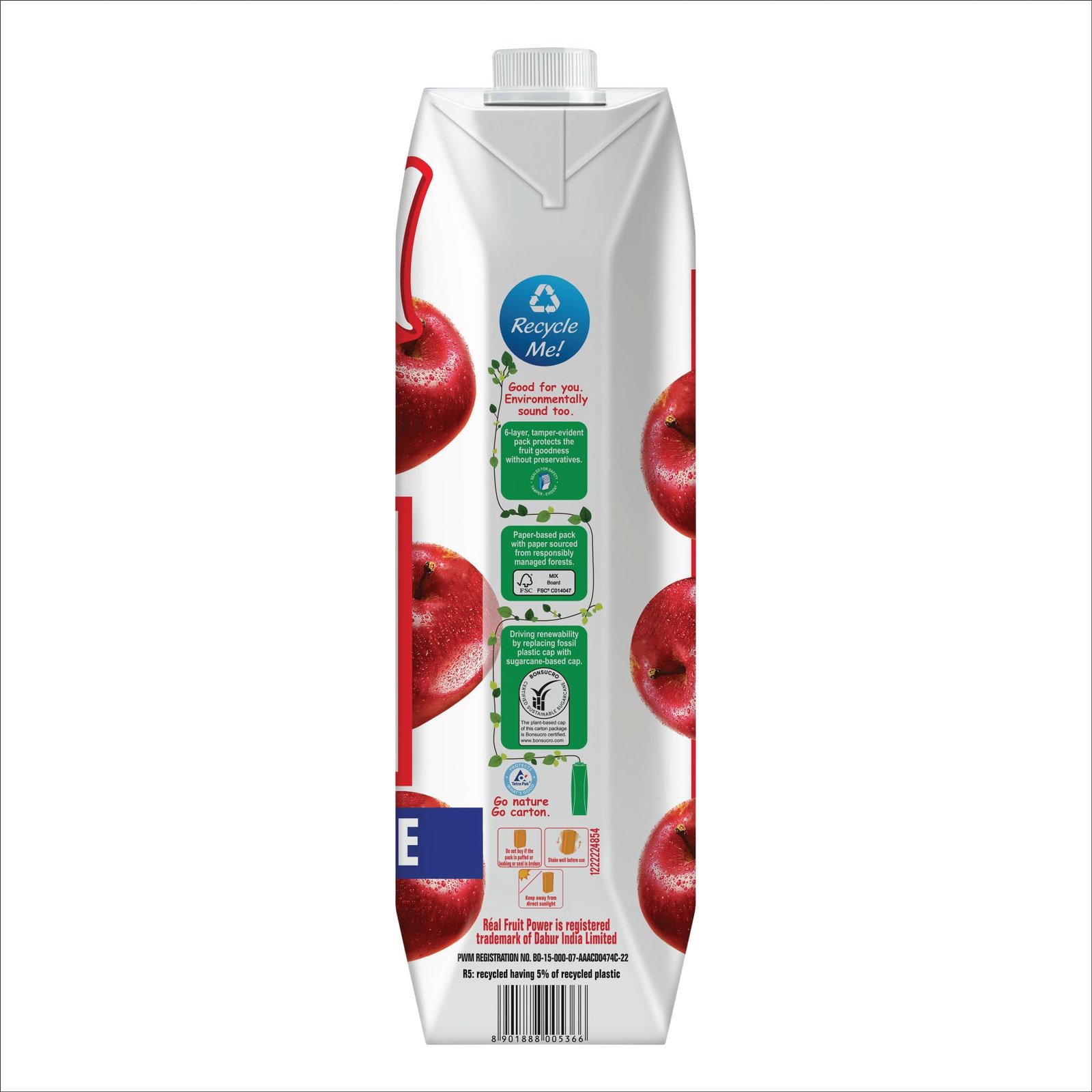 Real Activ Apple Fruit Juice - 1L | No Added Sugars & Preservatives | Goodness of Best Apple | Tasty, Refreshing & Energizing Fruit Drink - Image 4