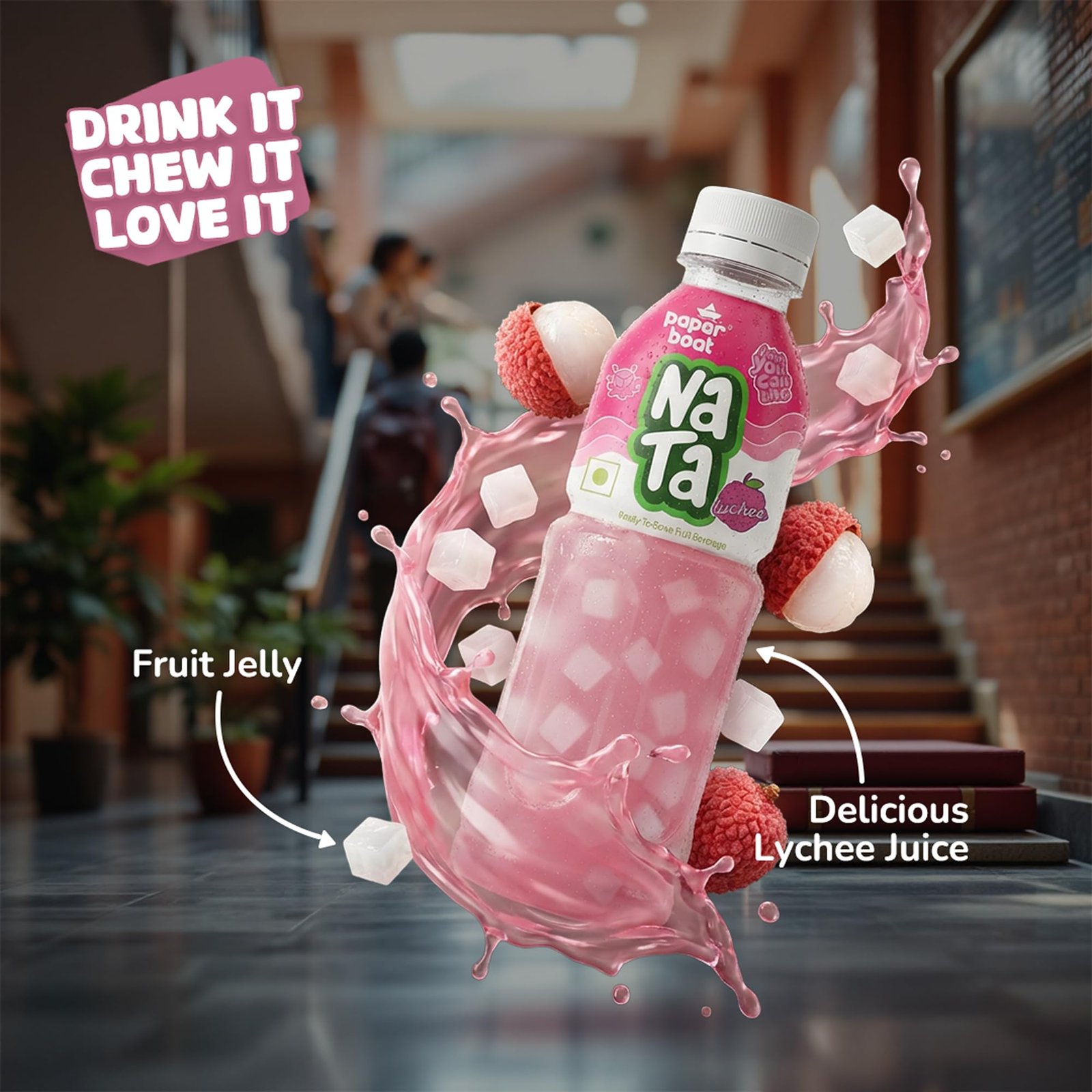 Paper Boat Lychee Fruit Drink with Nata De Coco Jelly 250 ml - Image 2