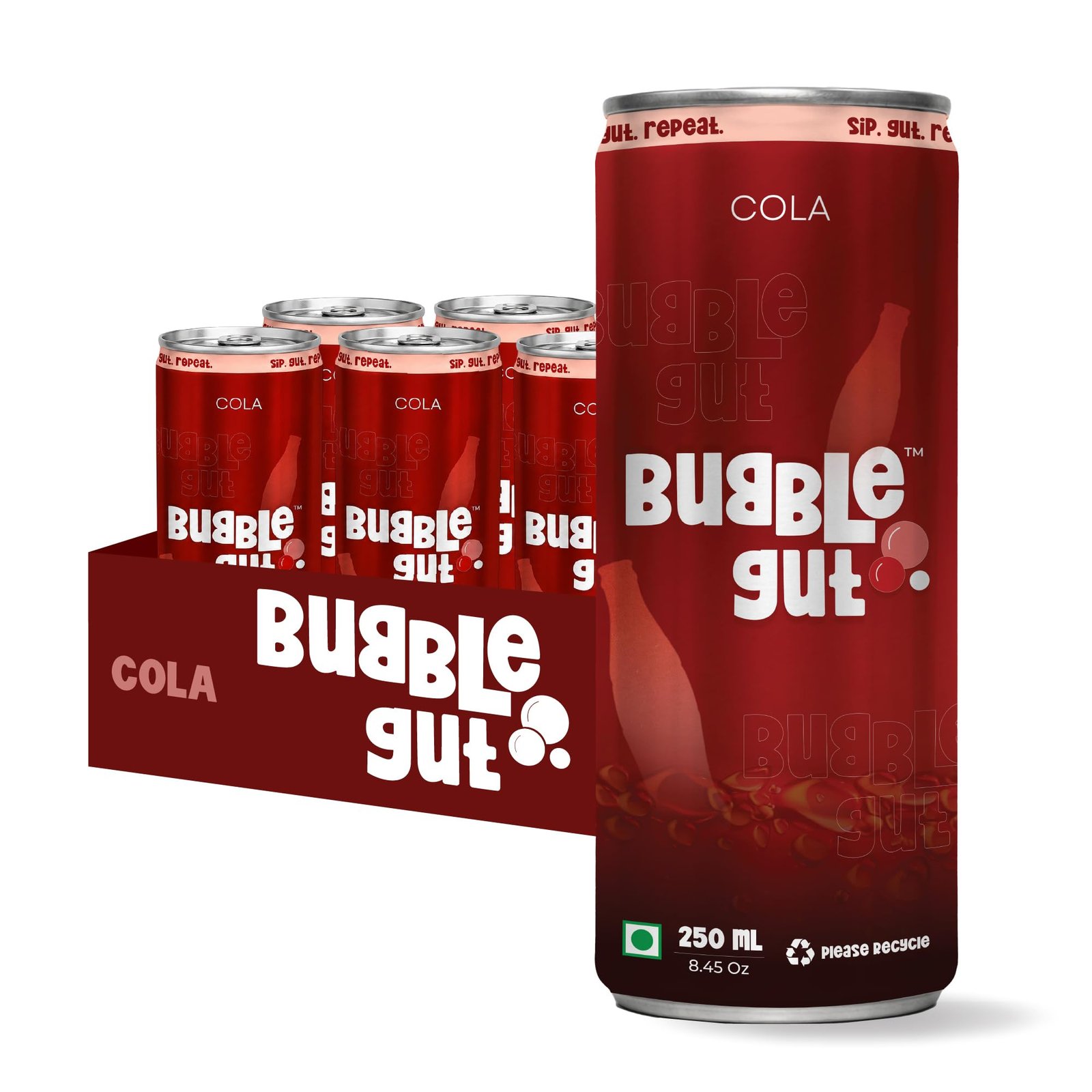 Bubble Gut Cola Soda 250 ml Pack of 6 Classic Chilled Fizzy Soft Drink Beverage