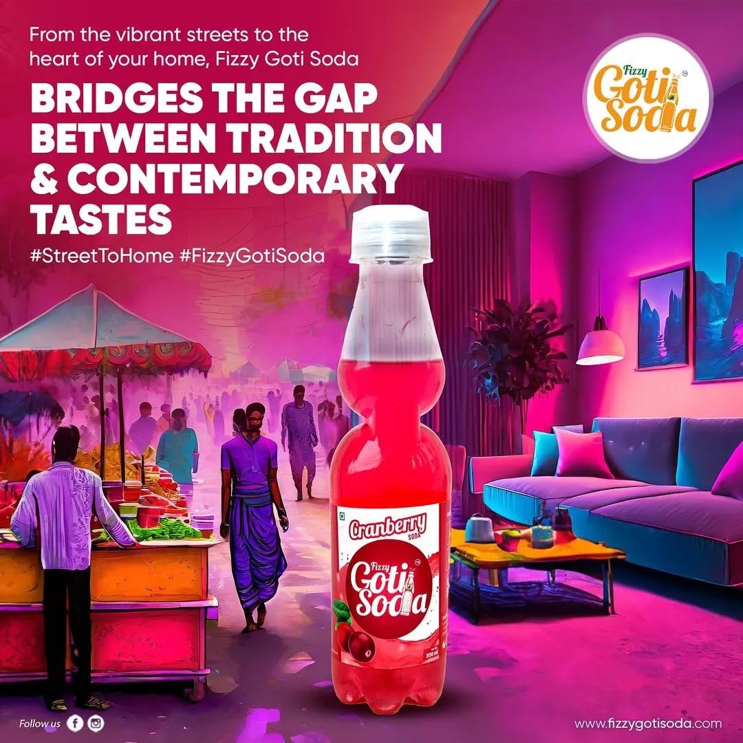 Cranberry Fizzy Goti Soda – Pack of 5 × 200ml | Desi Goli Soda Drink | Banta Soda | Tangy Indian Cranberry Soft Drink | Sulfur-Free Sugar, Zero Caffeine, Zero Artificial Sweeteners | RO Purified Water - Image 4