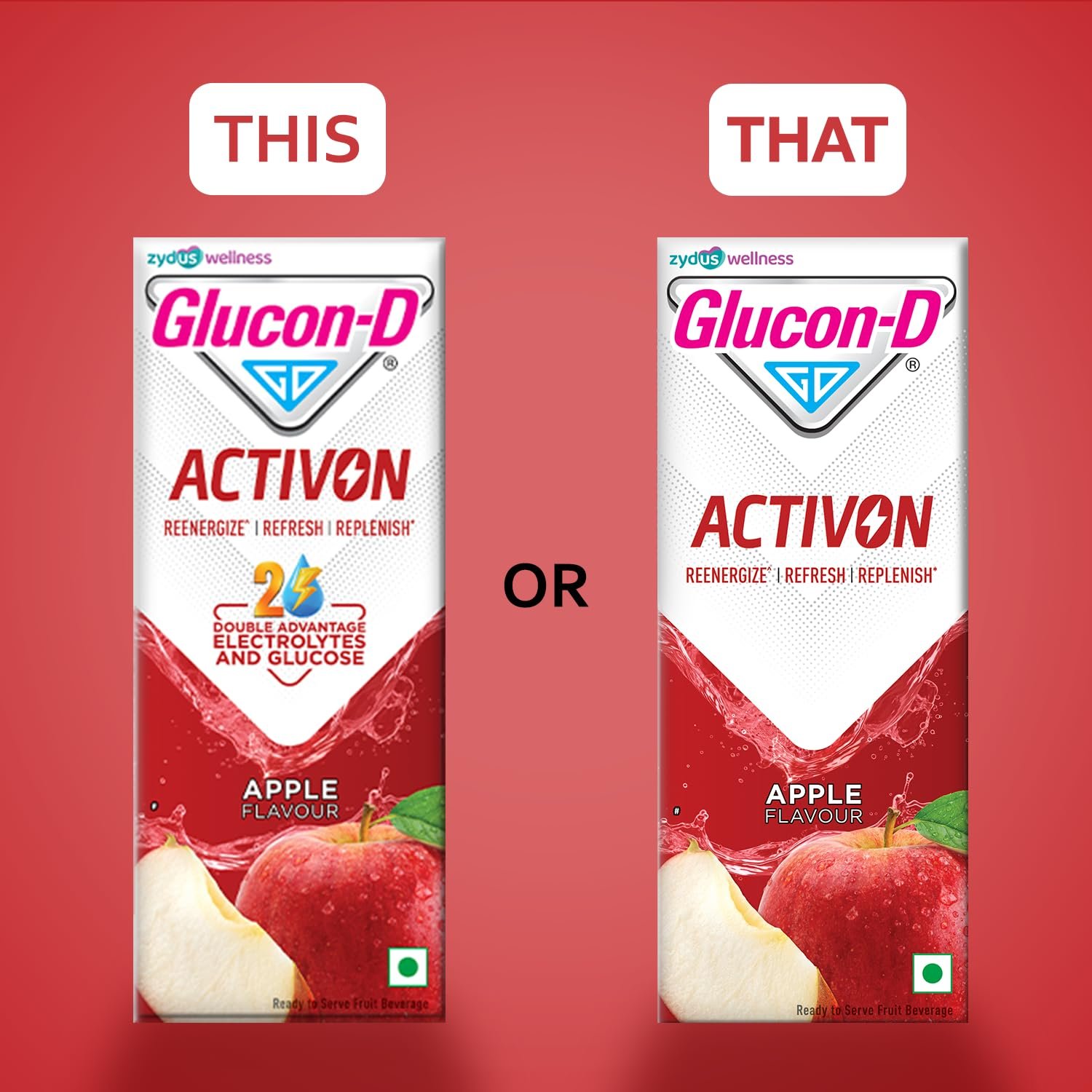 Glucon-D Activon, Ready to Drink Beverage, Replenishes | Reenergizes | Refreshes | Apple Flavour | 200ml - Image 2