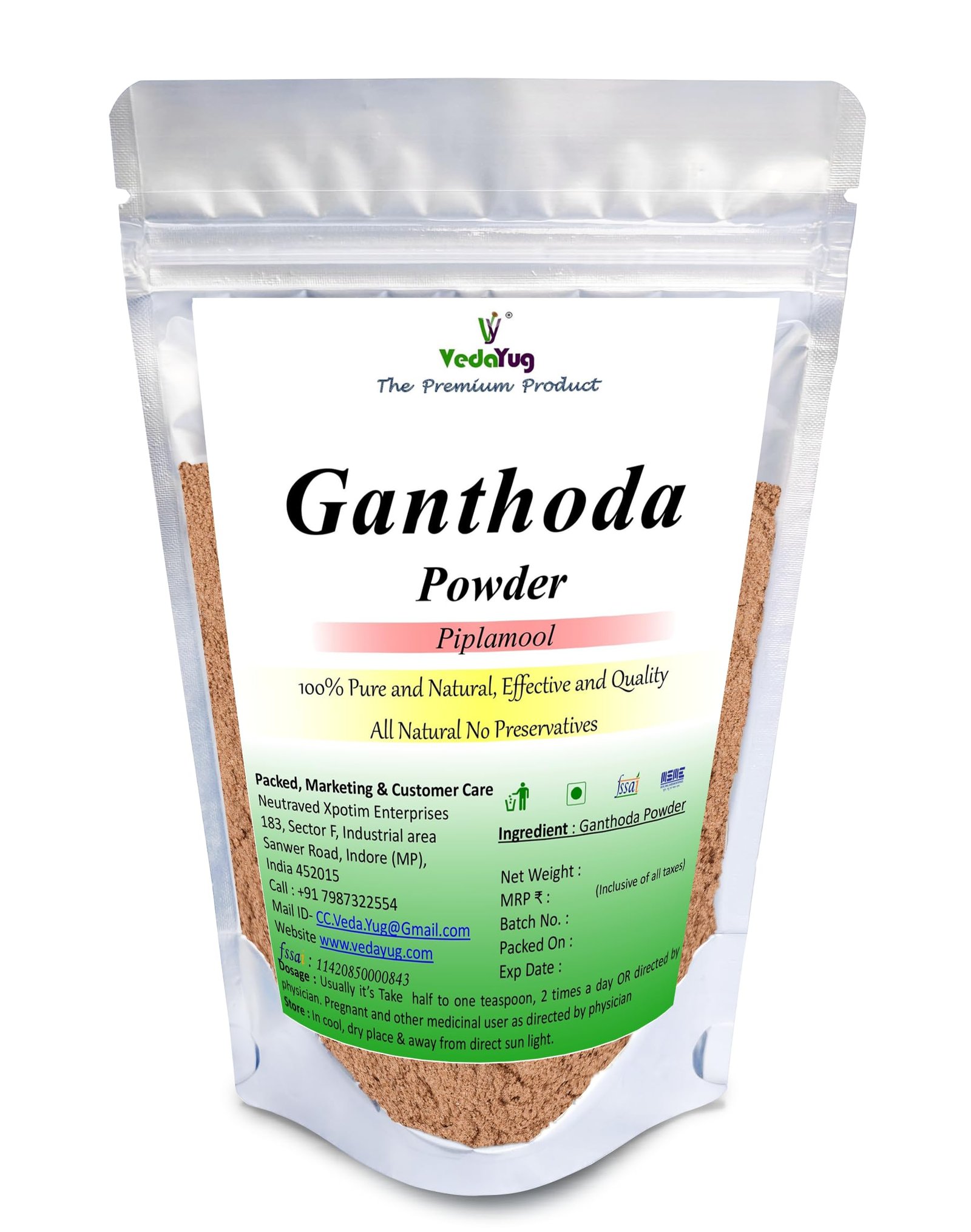 VY VedaYug Ganthoda Powder (Piplamool/Pipramul) - 200g | Natural Indian Long Pepper Root for Joint Comfort, Digestion & Gastric Relief | Traditional Winter Spice & Vata Dosha Care