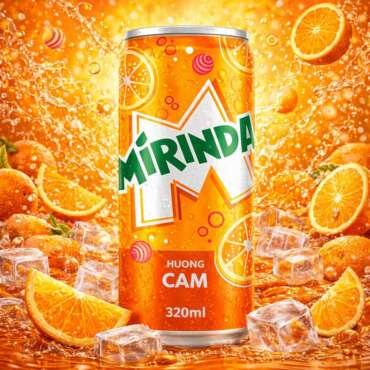 Mirinda Orange Carbonated Soft Drink, Featuring a Bold, Sweet, and Fizzy Taste Delivers a Zesty Kick Of Orange Goodness 320ml X 4 Cans, (From Vietnam) By DECADENT FOODS