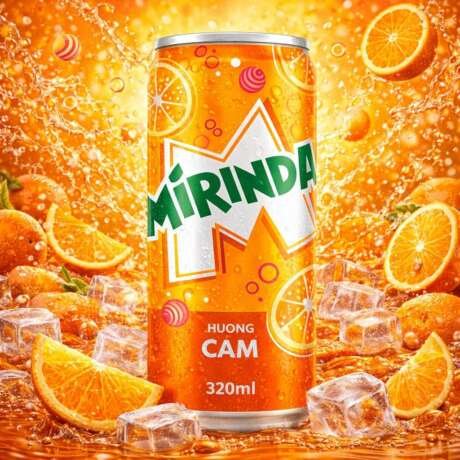 Mirinda Orange Carbonated Soft Drink, Featuring a Bold, Sweet, and Fizzy Taste Delivers a Zesty Kick Of Orange Goodness 320ml X 4 Cans, (From Vietnam) By DECADENT FOODS