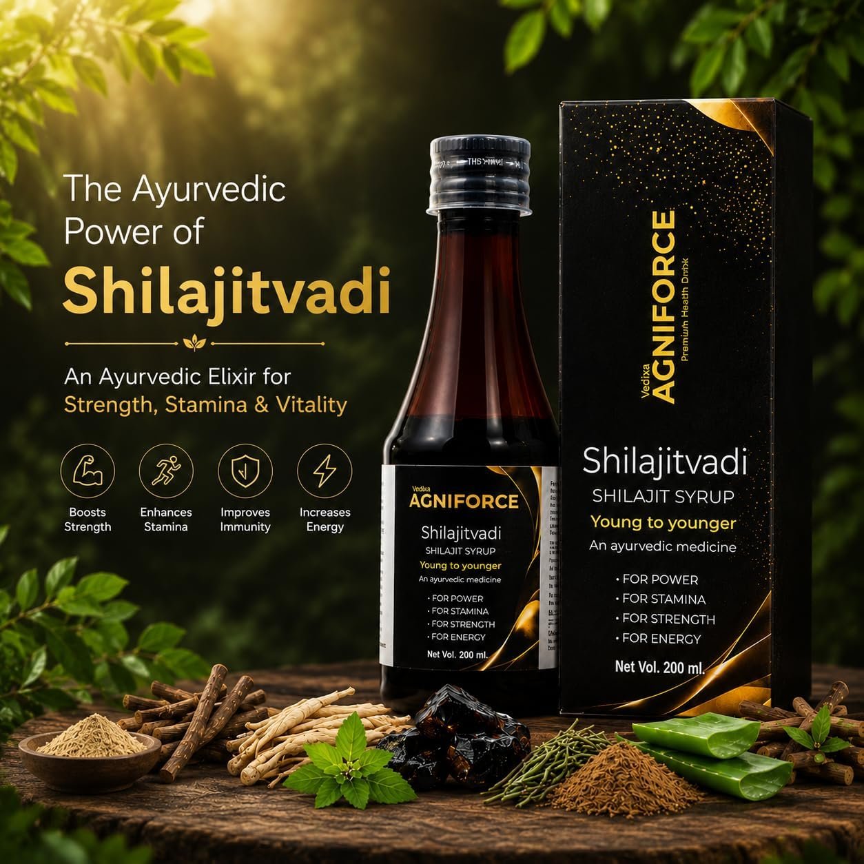 Shilajit Herbal Health Drink | Ayurvedic Syrup for Men | Ashwagandha Wellness Supplement | Premium Liquid Formula | Daily Use | 200 ml - Image 2