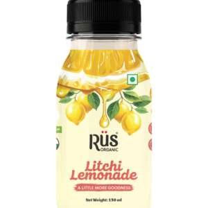 Rus Organics Organic Litchi Lemonade | Litchi & Lemon Juice | Rich in Vitamin C | No Artificial Flavours | Ready to Drink | Pack of 4 × 150 ml