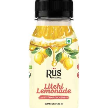 Rus Organics Organic Litchi Lemonade | Litchi & Lemon Juice | Rich in Vitamin C | No Artificial Flavours | Ready to Drink | Pack of 4 × 150 ml