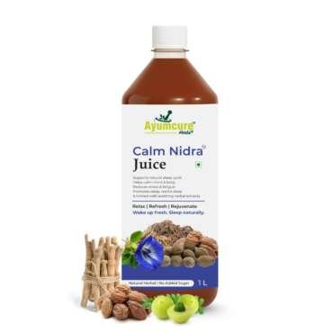 Ayumcure Calm Nidra Juice 1L | Herbal Sleep Support Juice with Ashwagandha, Tagar & Jatamansi | Promotes Deep Sleep, Reduces Stress & Fatigue | 100% Natural, No Added Sugar | For Men & Women