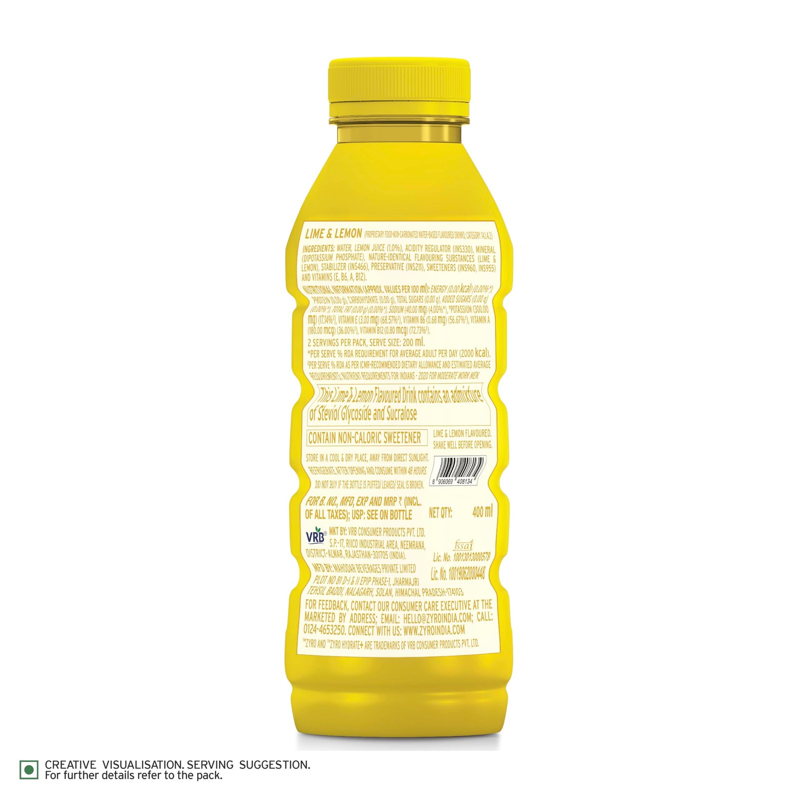Zyro by Karan Aujla Hydration Drink | Zero Sugar | Lime & Lemon (400ml) - Image 4