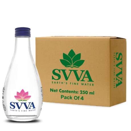 SVVA Earth's Finest Water Premium Subterranean Water | 250 ML Pack 4 (Glass), Alkaline pH 8+ | Balanced Mineral Essential Healthy Mineral Hydration | Premium Glass Bottle Refillable Bottle