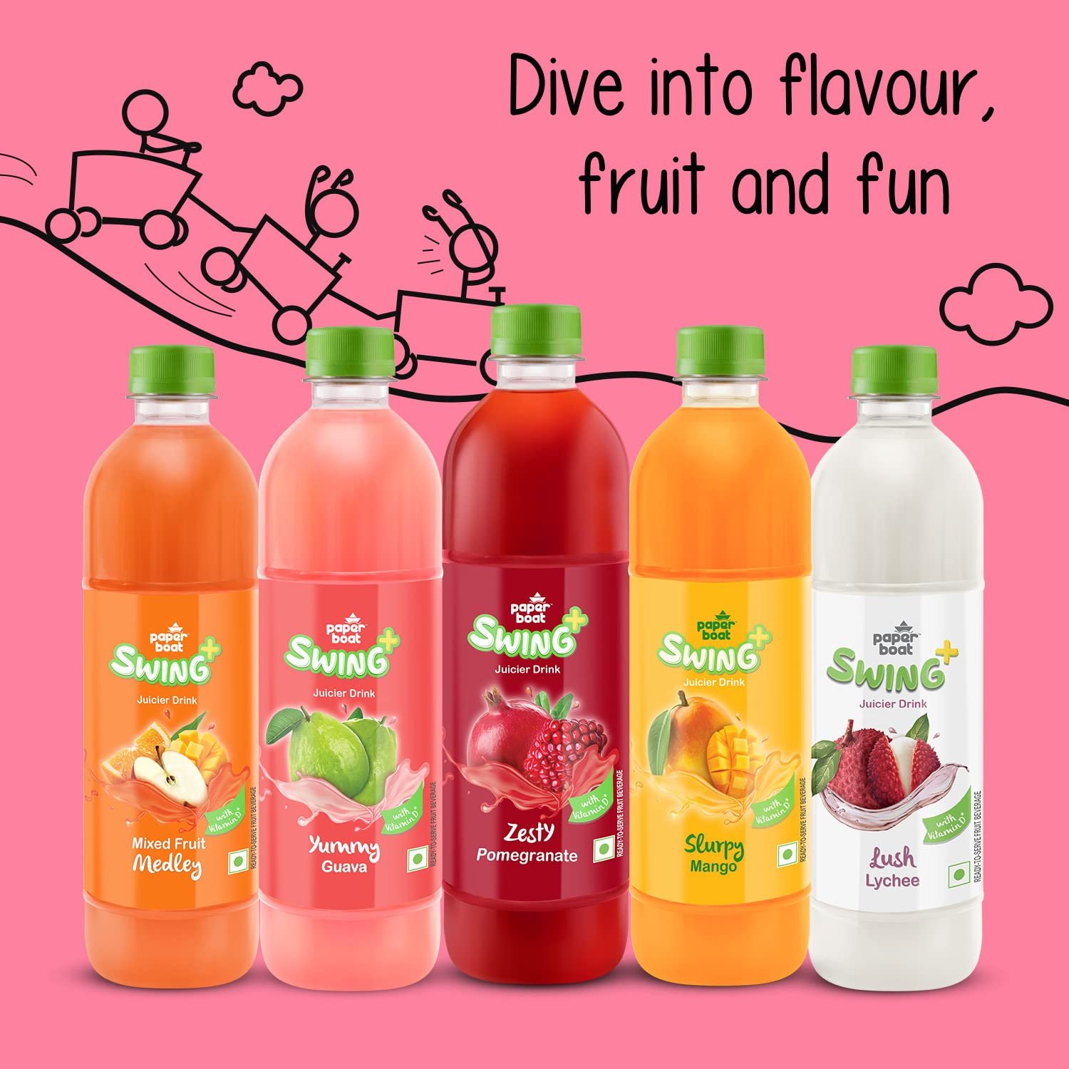 Paper Boat Swing Mixed Fruit Medley Juice, Enriched with Vitamin D, No Gmos, 600 ml - Image 5