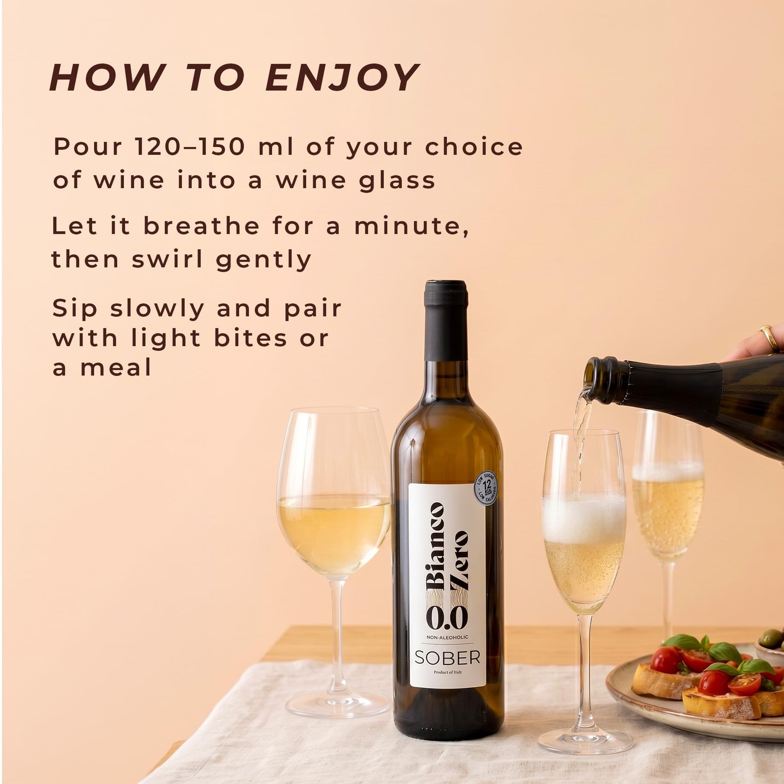 Sober Non Alcoholic Wine Combo | Bianco White Wine | Sparkling Brut | Low Calories | No Added Sugar | No Added Preservatives | Alcohol Free Wine Drink - Image 5