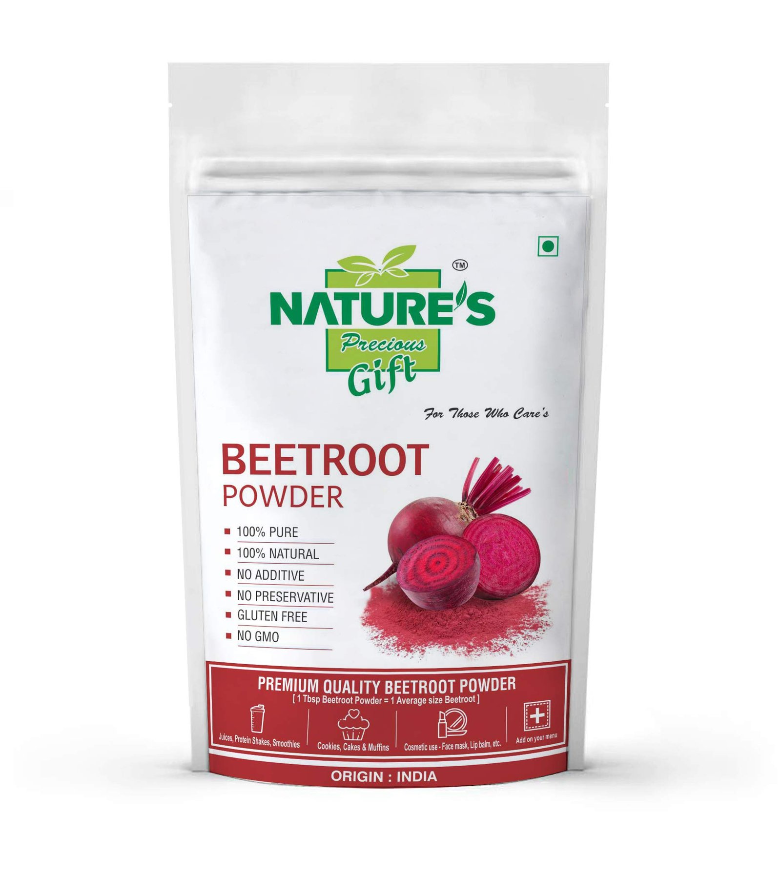 NATURE’S GIFT – FOR THOSE WHO CARE’S Beetroot Powder 100 g | Pure Beet Root Powder | Suitable for Smoothies, Baking, Beverages and DIY Cosmetic Use