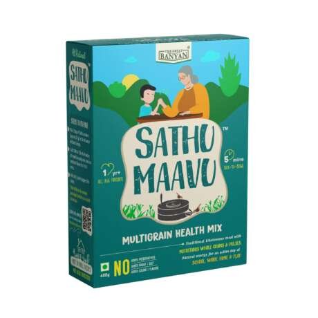 The Great Banyan Multigrain Sathu Maavu for Kids & Adults 400g – Made with Wholegrains, Millets, Pulses & Nuts | No added Sugar/Salt, Preservative Free Sathumaavu Kanji Drink Mix