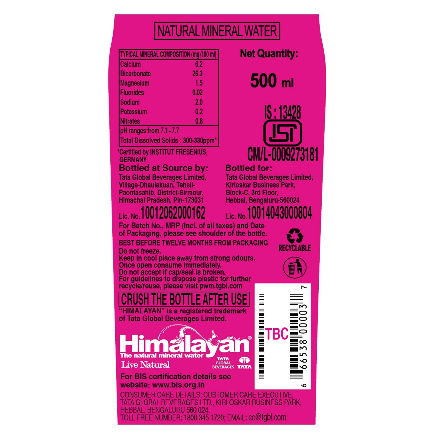 Himalayan The Natural Mineral Water, 1L Bottle - Image 3