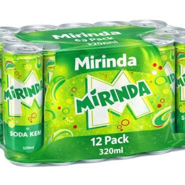 MiRINDA Soda Kem Carbonated Soft Drink (Pack of 12) 320ml Can By COUGAR, Refreshing Fizzy Cream Soda Flavor Beverage, Crisp Sparkling Drink, Ready to Serve Chilled, Perfect for Parties, Meals & Everyday Refreshment - (Imported-VIET)