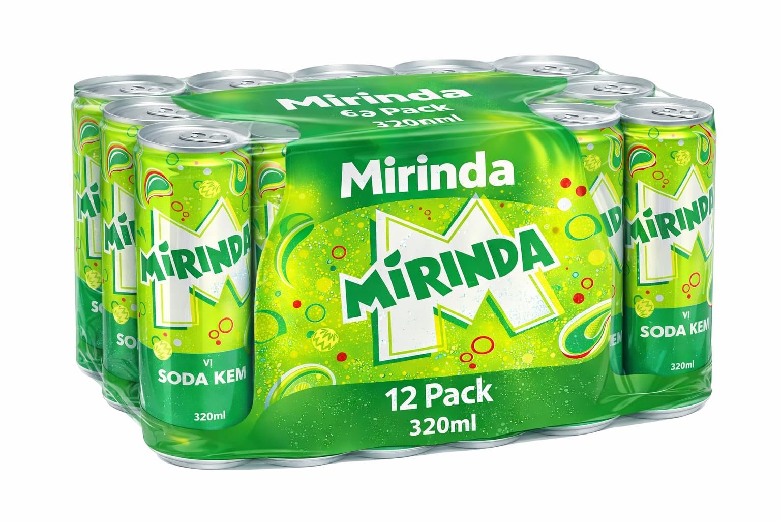 MiRINDA Soda Kem Carbonated Soft Drink (Pack of 12) 320ml Can By COUGAR, Refreshing Fizzy Cream Soda Flavor Beverage, Crisp Sparkling Drink, Ready to Serve Chilled, Perfect for Parties, Meals & Everyday Refreshment - (Imported-VIET)
