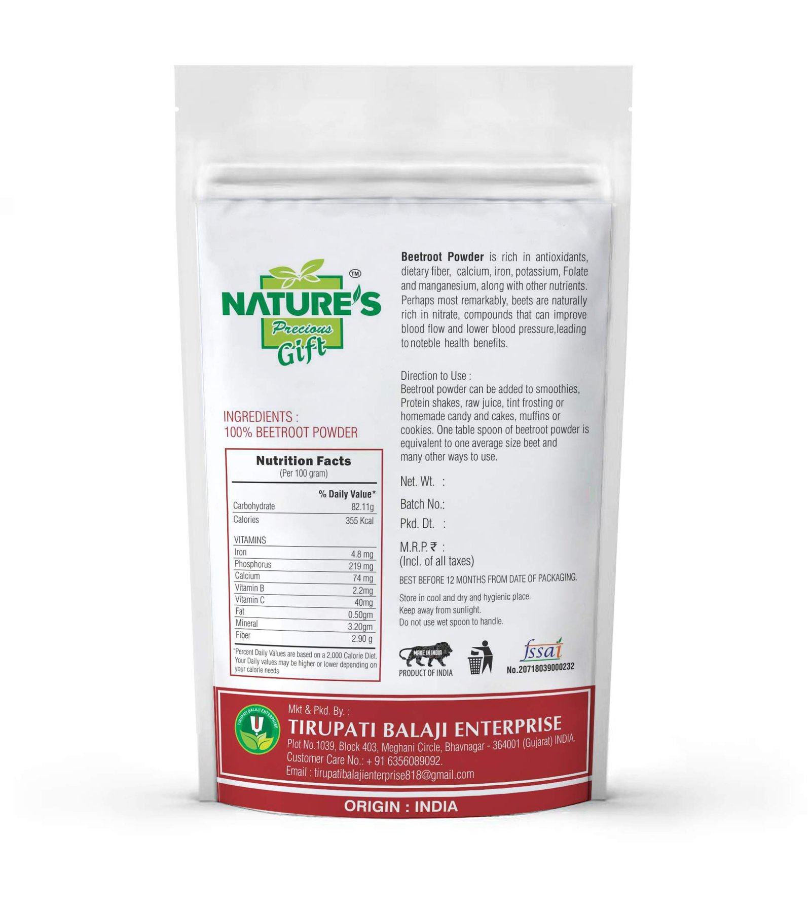NATURE’S GIFT – FOR THOSE WHO CARE’S Beetroot Powder 100 g | Pure Beet Root Powder | Suitable for Smoothies, Baking, Beverages and DIY Cosmetic Use - Image 5