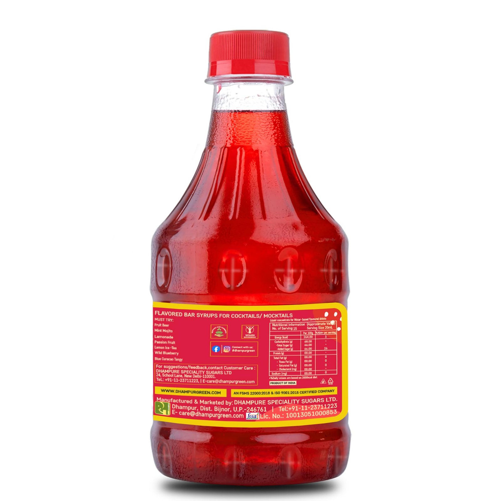 DHAMPURGREEN Grenadine Pomegranate Syrup 300ml | Mocktail & Cocktail Mixer Drink Concentrate | Non Alcoholic Beverage for Soda, Lemonade & Summer Drinks | Pomegranate Flavour - Image 4