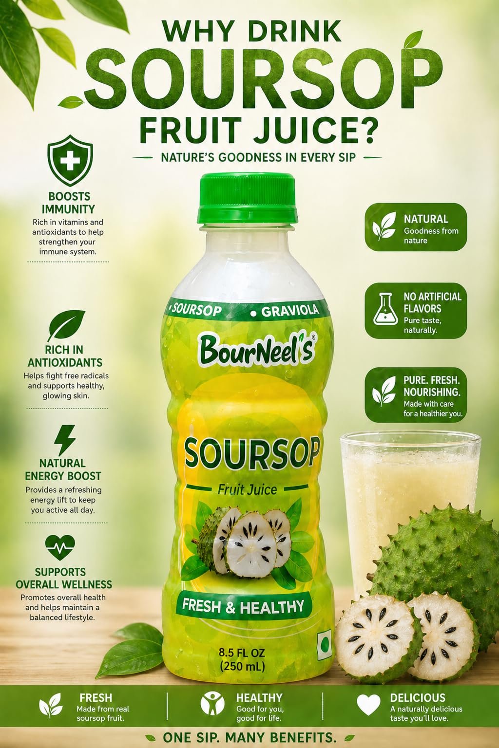 BourNeel's® Soursop Fruit Juice Pack of 4 | Soursop Graviola Laxman Phal Fruit Pulpy Juice Drink | High Vitamin C | - Image 7
