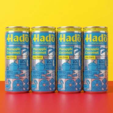 Hadō Pineapple Coconut Crafted Soda, 10g Fibre, Pack of 4, 250ml Each, 0g Added Sugar, Monk Fruit Sweetened, Low Calorie Fizzy Drink