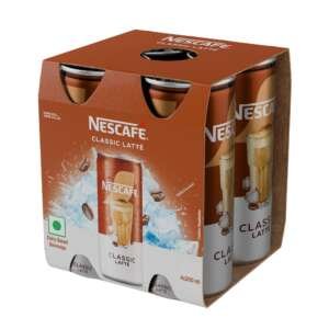 Nescafé Ready to Drink Cold Coffee Can, Classic Latte, 200ml, Pack of 4