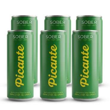 SOBER Picante Non Alcoholic Drink | 0 Sugar & 0 Calories | 6 Cans