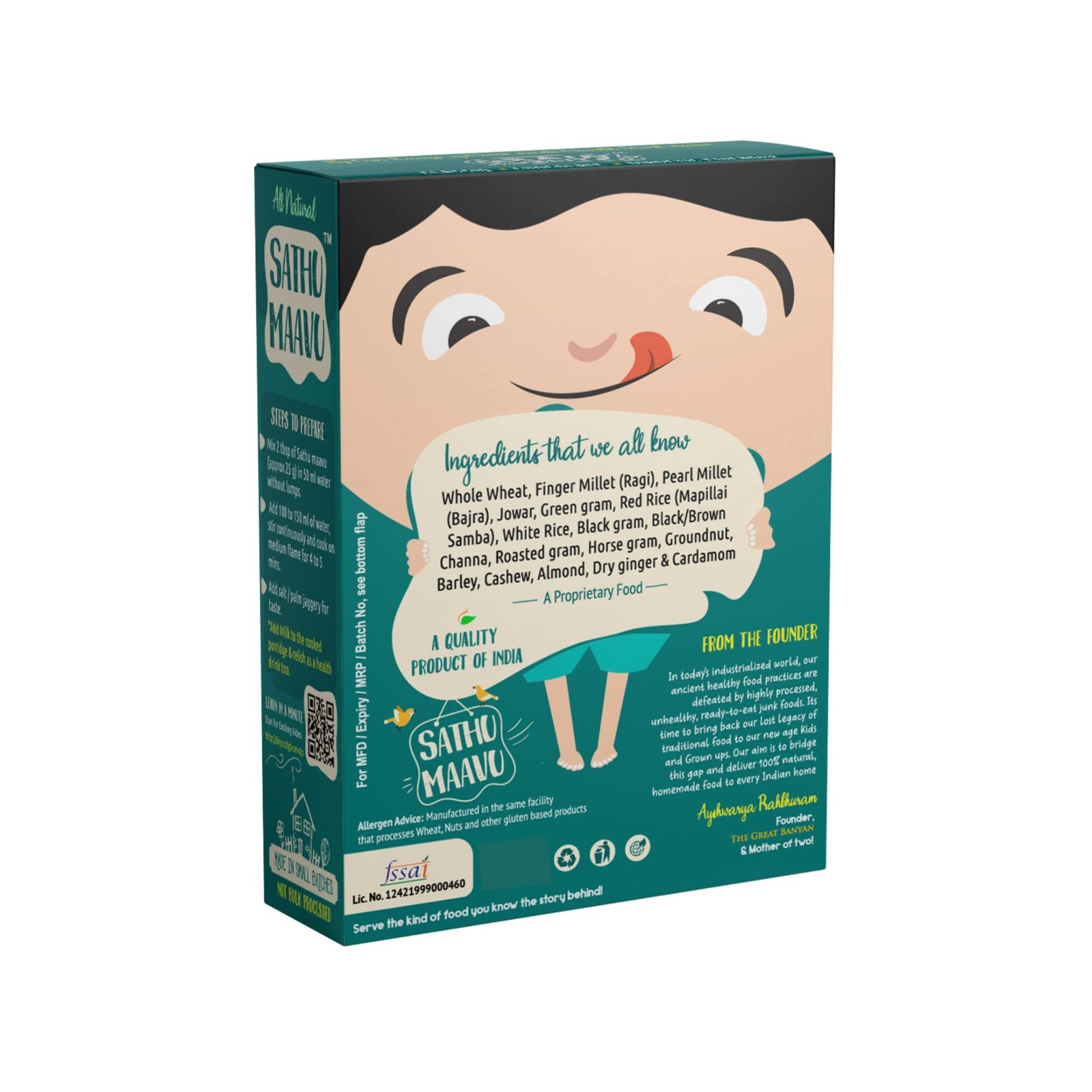 The Great Banyan Multigrain Sathu Maavu for Kids & Adults 400g – Made with Wholegrains, Millets, Pulses & Nuts | No added Sugar/Salt, Preservative Free Sathumaavu Kanji Drink Mix - Image 3
