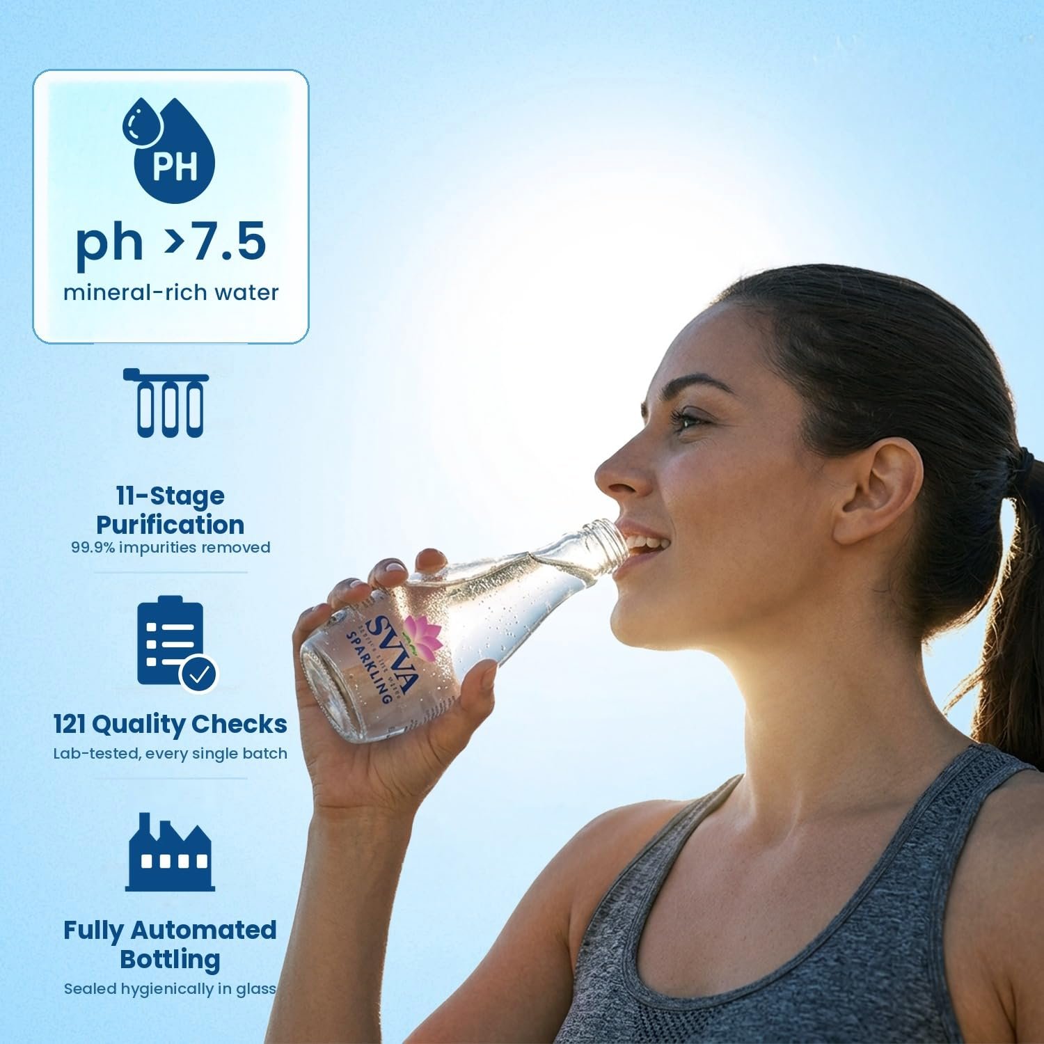 SVVA Earth's Finest Water Premium Subterranean Water | 250 ML Pack 4 (Glass), Alkaline pH 8+ | Balanced Mineral Essential Healthy Mineral Hydration | Premium Glass Bottle Refillable Bottle - Image 8