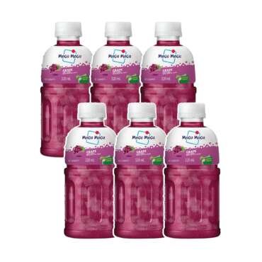 Mogu Mogu Grape Juice Drink with Nata de Coco Jelly 320ml (Pack of 6)| Refreshing Tropical Thai-Made Sip & Chew Beverage