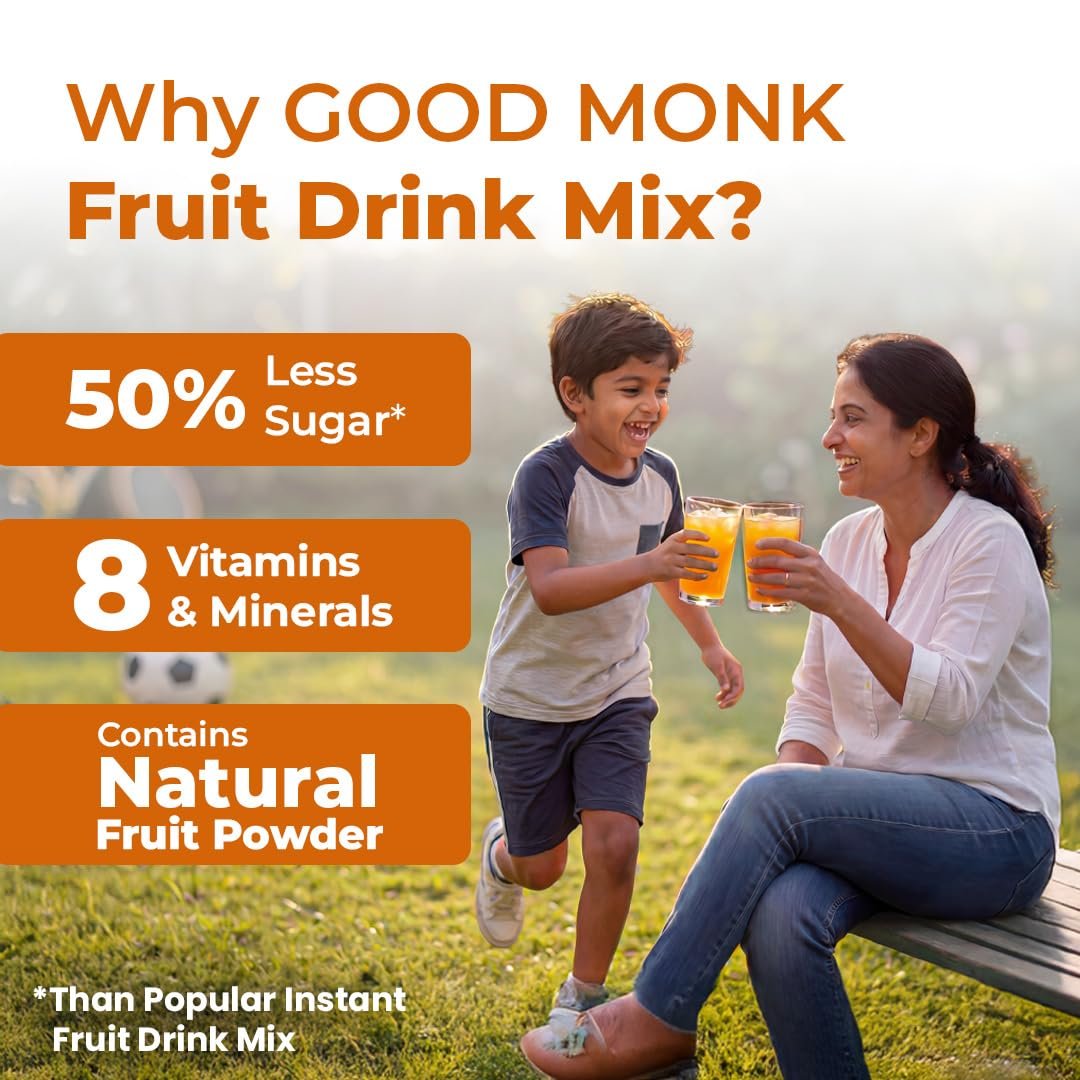 Good Monk Fruit Drink | Orange | 50% Less Sugar | 8 Nutrients | 24 Sachet - Image 2