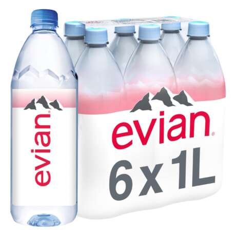 evian Natural Mineral Water Bottle, Drinking Water, 500ml, Case of 24