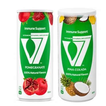 V7 Vitamin Sparkling Drink Pomegranate & Pina Colada Combo, 300ml Each | Immune Support, 100% Natural Flavours, 2 Flavour Variety Pack, Carbonated Beverage | Imported From Egypt