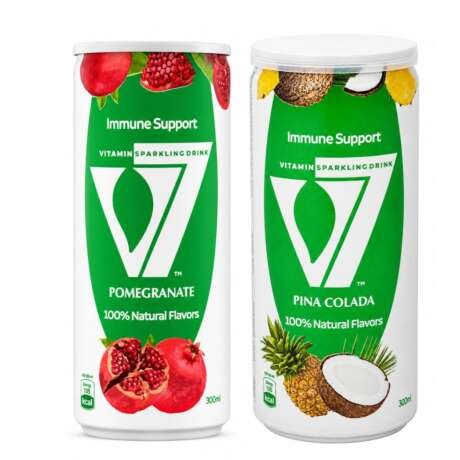 V7 Vitamin Sparkling Drink Pomegranate & Pina Colada Combo, 300ml Each | Immune Support, 100% Natural Flavours, 2 Flavour Variety Pack, Carbonated Beverage | Imported From Egypt