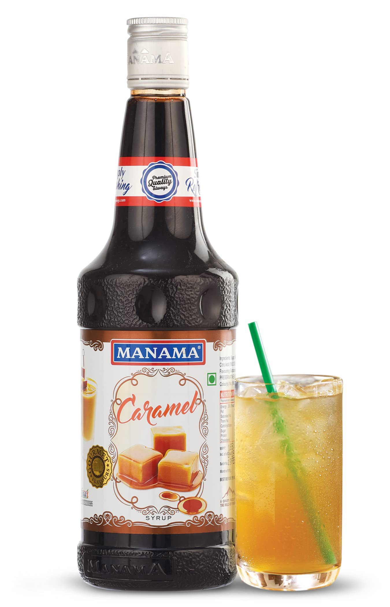 Manama Caramel Syrup Mixer for Mocktails, Cocktails, Drinks, Juices, Beverages, Non Alcoholic Mix, 750ML