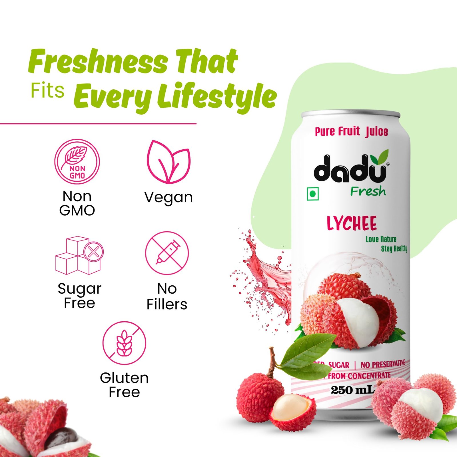 Dadu Fresh Fruit Juice Combo Pack | Pure Natural Healthy Beverage | No Added Sugar, No Preservatives | Soursop, Passion Fruit, Mixed Fruit, Lychee, Mixed Berries, Mangosteen | 6 Cans x 250ml (1500ml) - Image 7