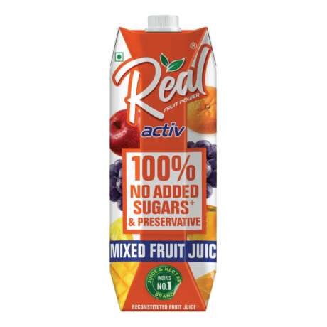 Real Activ Apple Fruit Juice - 1L | No Added Sugar & Preservatives | Made with the Goodness of Apples | Tasty, Refreshing & Energizing Fruit Drink
