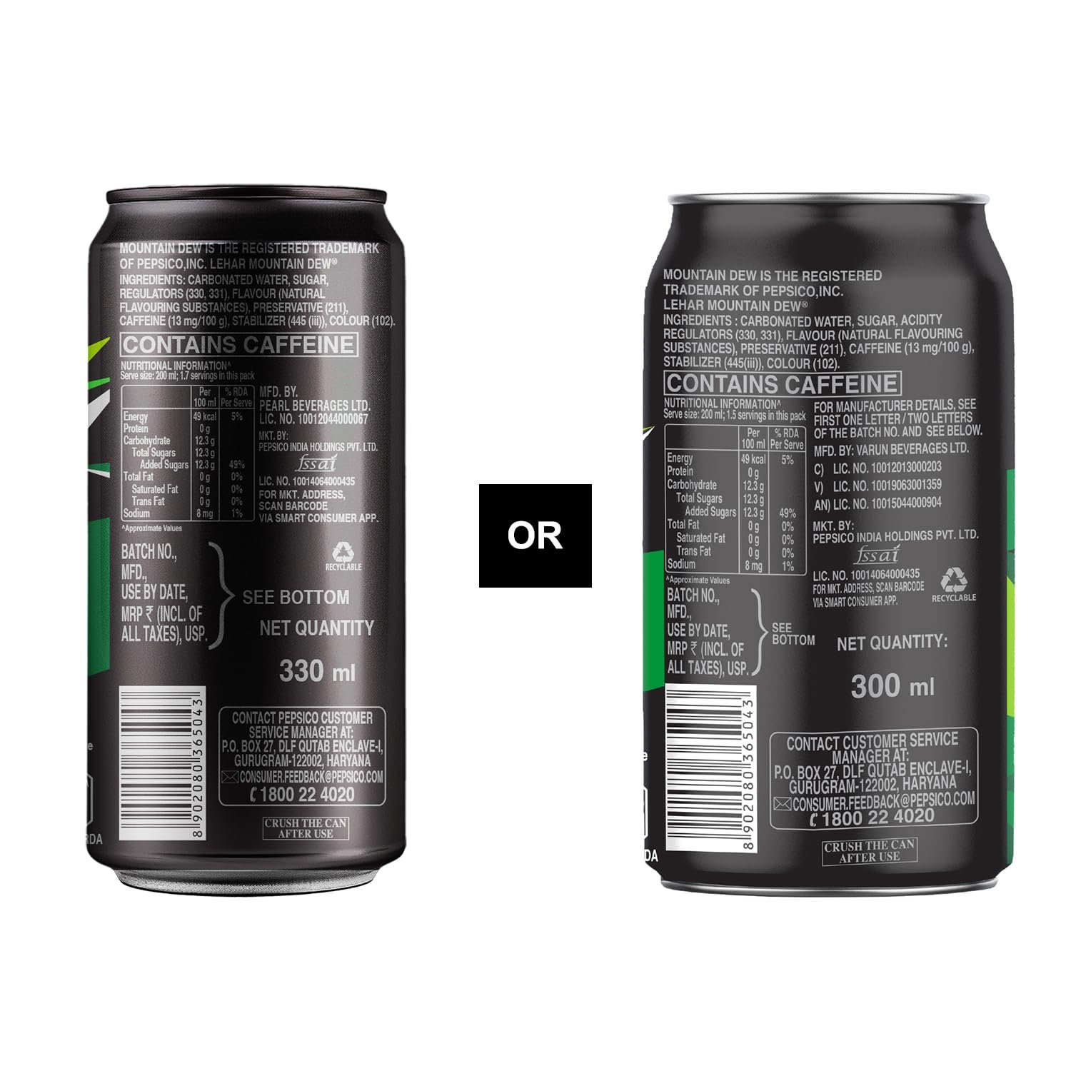 Mountain Dew Soft Drink, 300/330 ml(weight may vary) pack-3 - Image 2