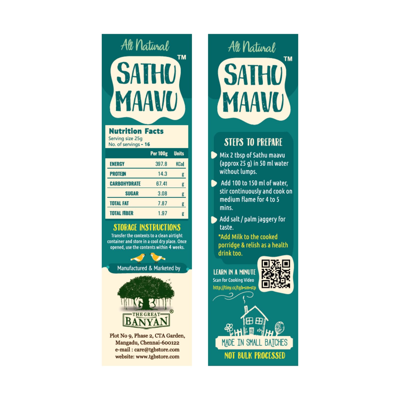 The Great Banyan Multigrain Sathu Maavu for Kids & Adults 400g – Made with Wholegrains, Millets, Pulses & Nuts | No added Sugar/Salt, Preservative Free Sathumaavu Kanji Drink Mix - Image 6