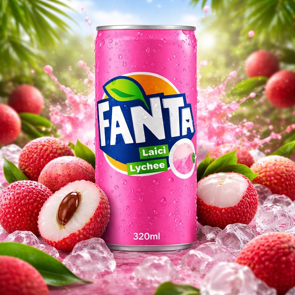 FANTA - Lychee Flavoured Carbonated Soft Drink (3 x 320ml), By COUGAR | Refreshing Fizzy Fruit Beverage | Sweet Tropical Lychee Taste | Chilled Ready To Drink Soda | Party & Everyday Refreshment Drink – (Imported - MALAYSIA) - Image 3