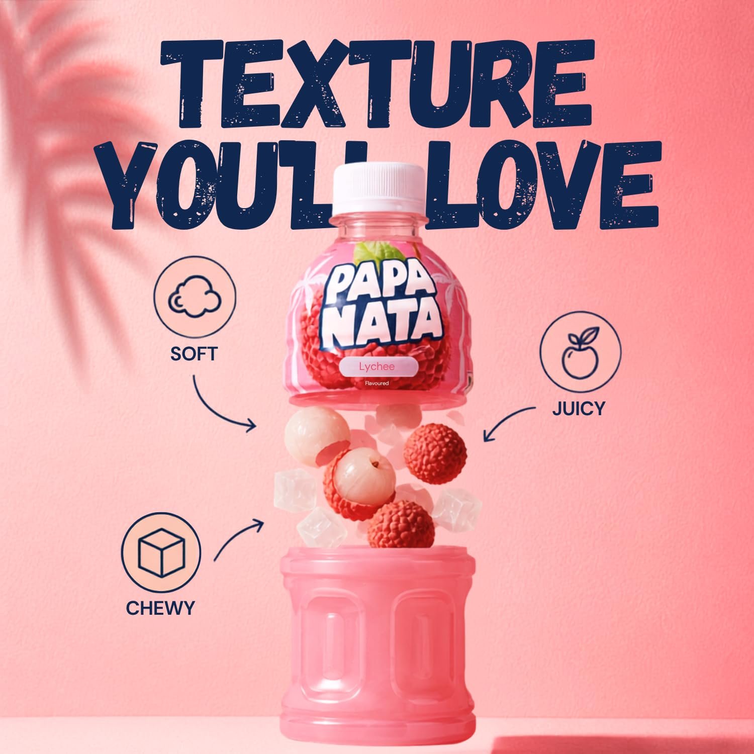 PAPANATA Lychee Juice with Nata de Coco Jelly (320ml X 6) Pure & Refreshing Sip & Chew Beverage | Ready to Drink Lychee Fruit Juice Beverage with Nata de Coco for Kids & Adults - Image 3