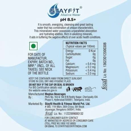 Stayfit Alkaline Water with Essential Nutrients | 81+ Trace Minerals |Water-Based Electrolyte Drink With 8.5+ pH Alkaline Mineral Water (15 x 750 ml)