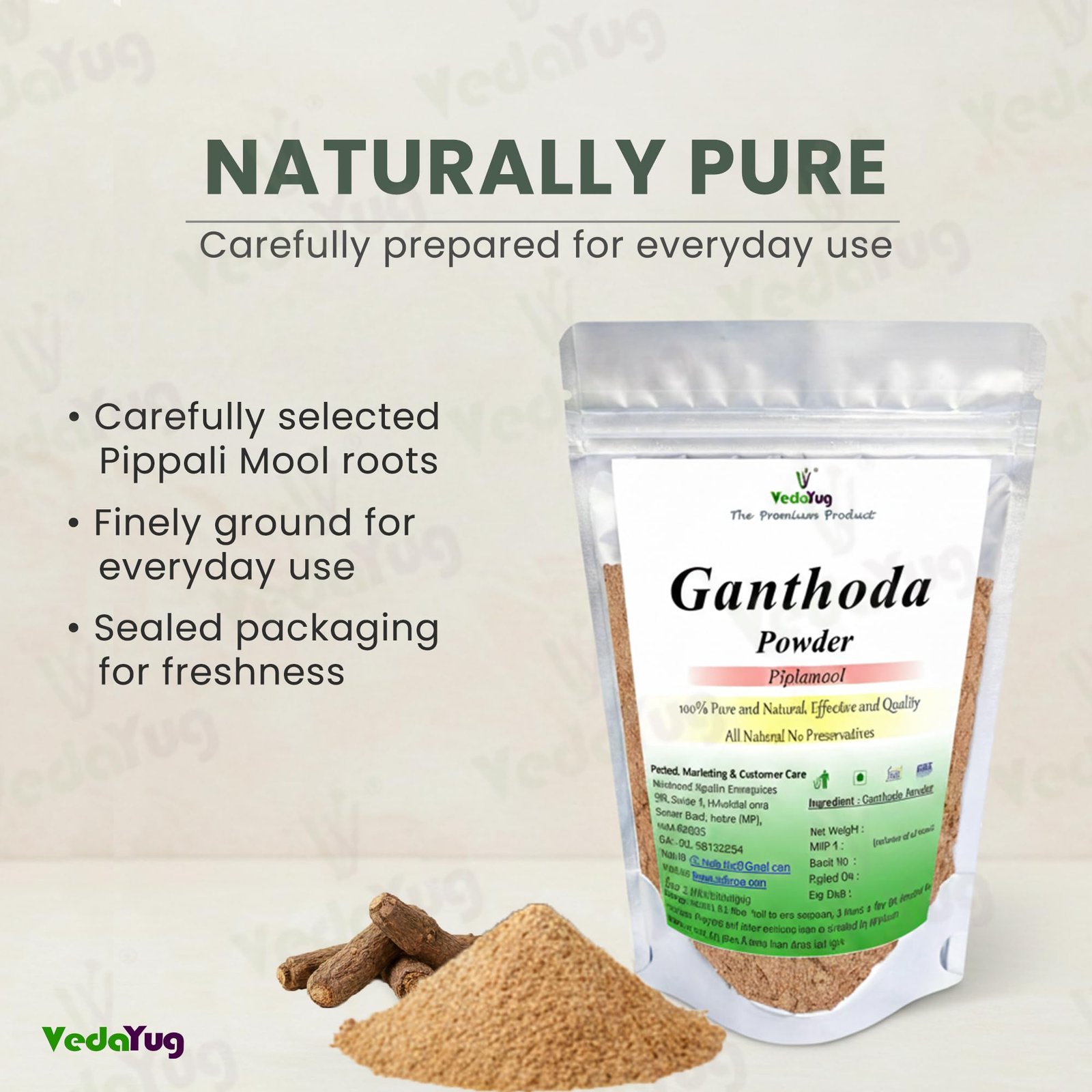 VY VedaYug Ganthoda Powder (Piplamool/Pipramul) - 200g | Natural Indian Long Pepper Root for Joint Comfort, Digestion & Gastric Relief | Traditional Winter Spice & Vata Dosha Care - Image 5