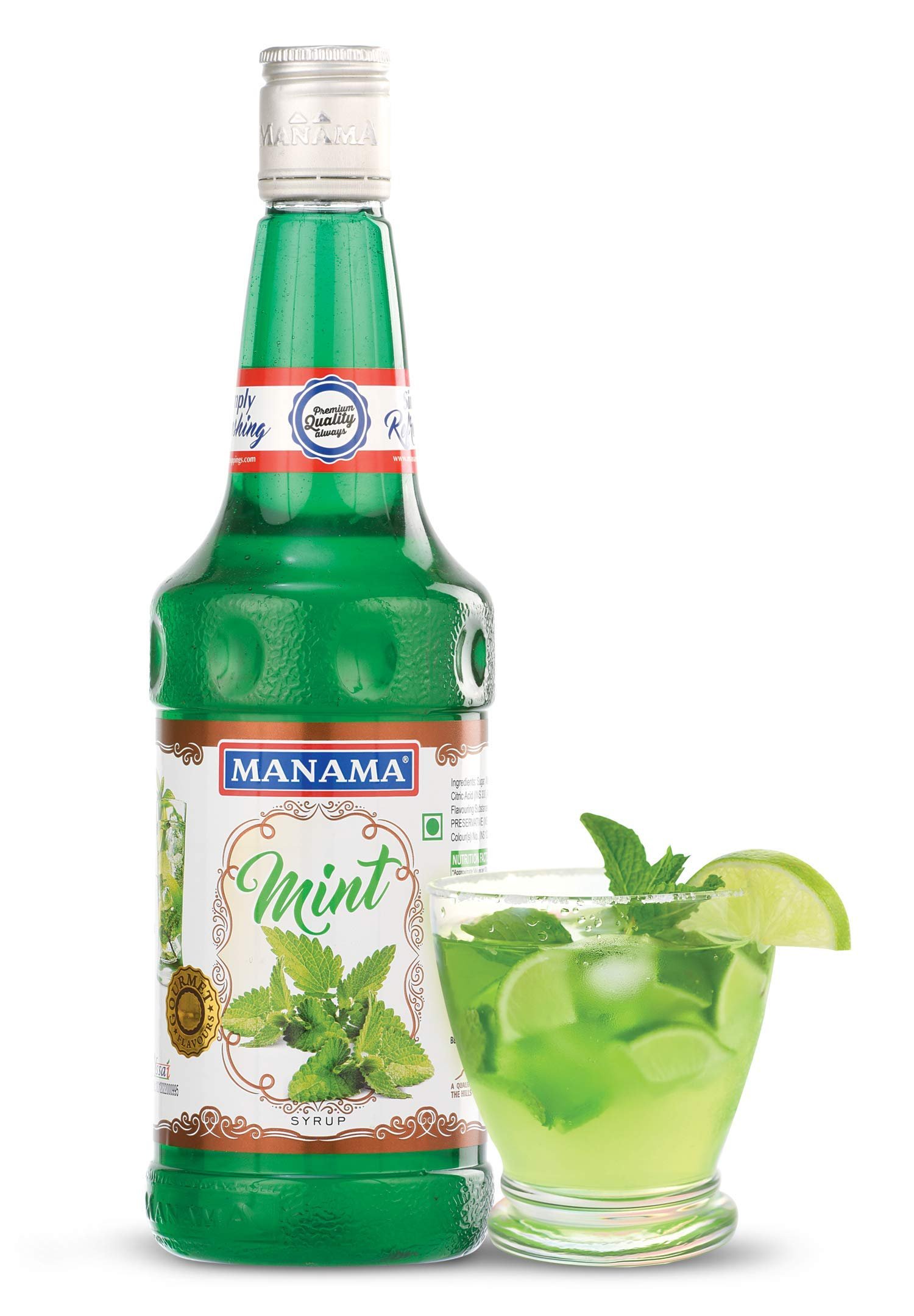 Manama Mint Syrup | Fruit Mixer for Mocktails, Cocktails, Drinks, Juices, Beverages | Non Alcoholic Mix 750ML Bottle - Image 3