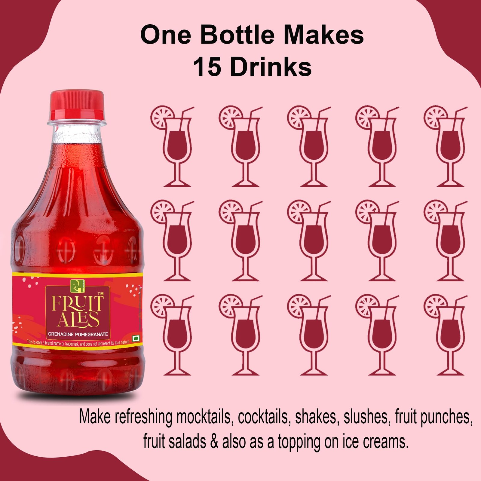 DHAMPURGREEN Grenadine Pomegranate Syrup 300ml | Mocktail & Cocktail Mixer Drink Concentrate | Non Alcoholic Beverage for Soda, Lemonade & Summer Drinks | Pomegranate Flavour - Image 7
