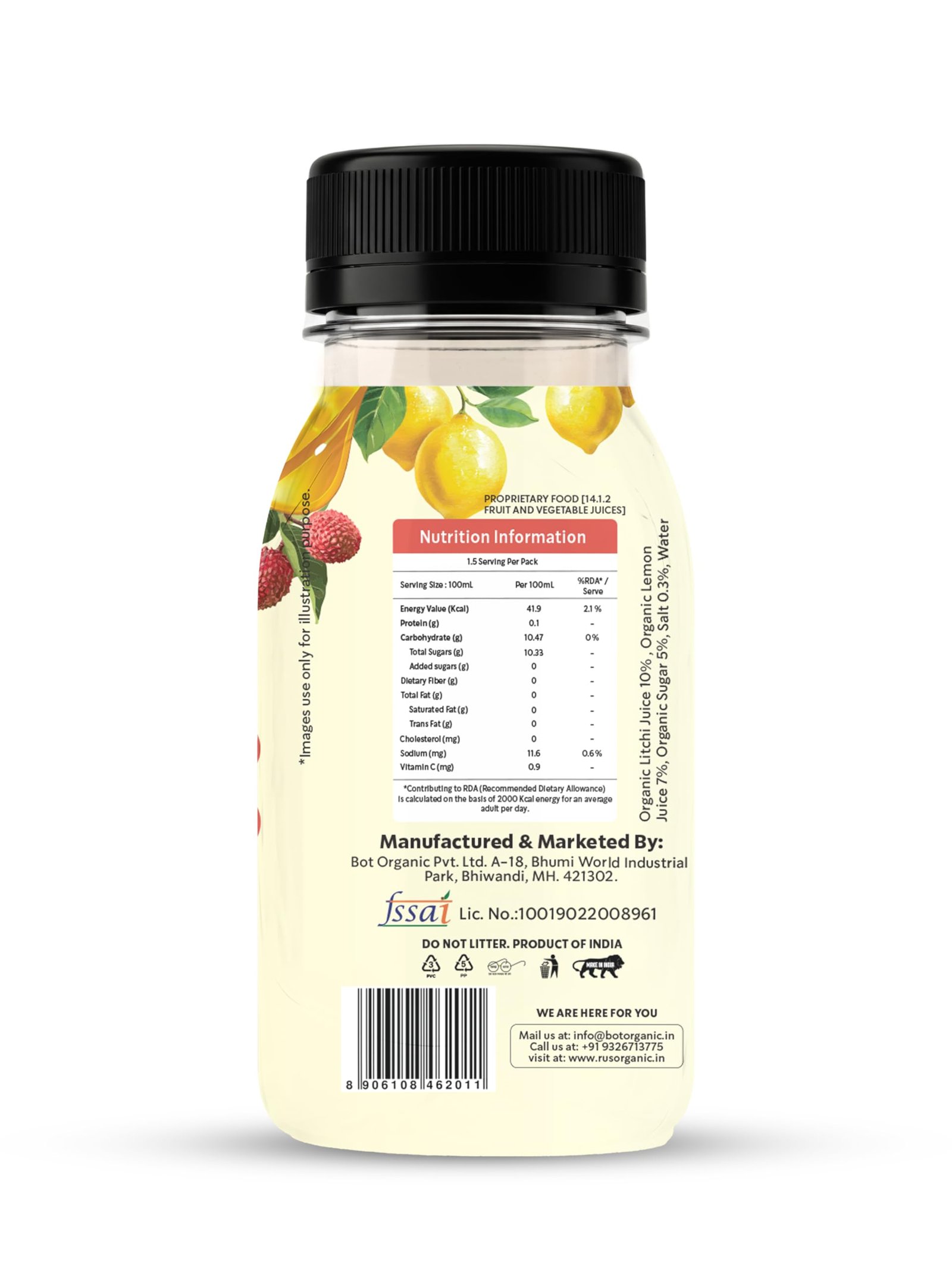 Rus Organics Organic Litchi Lemonade | Litchi & Lemon Juice | Rich in Vitamin C | No Artificial Flavours | Ready to Drink | Pack of 4 × 150 ml - Image 3