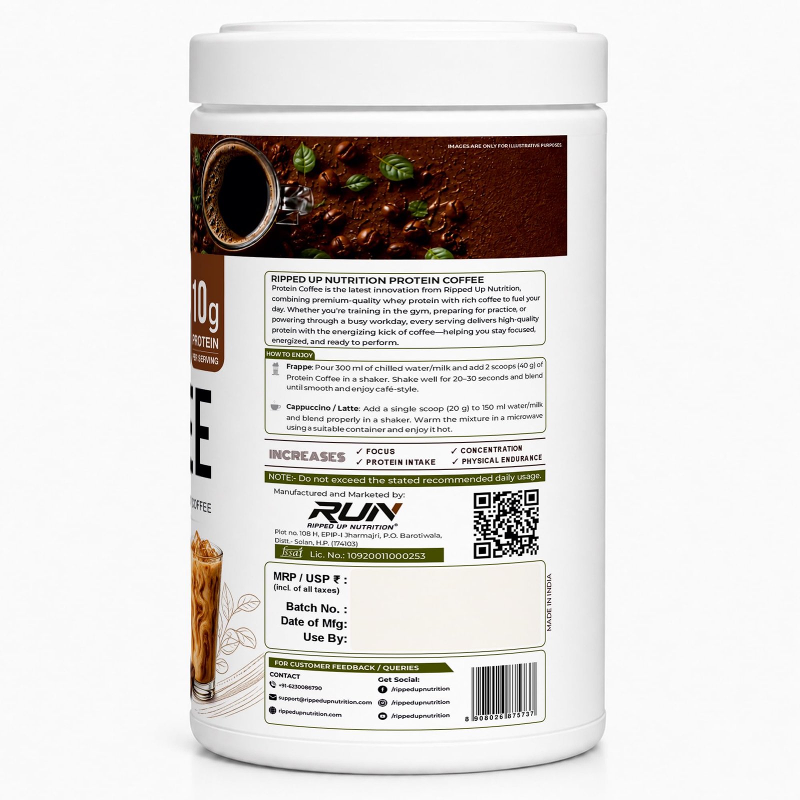 Ripped Up Nutrition Protein Coffee | 10g Protein Per Scoop | Versatile Usage - A Pre-Workout or Anytime Meal Replacement Shake|(Regular, 1kg (500gmx2)) - Image 7
