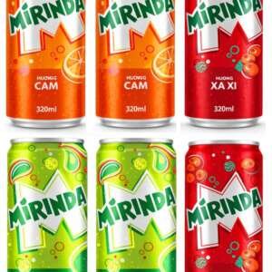 Mirinda Carbonated Soft Drink, Vairety Pack Orange, Sarsaparilla and Cream Soda Flavours, 320ml X 6 Cans, (Product Of Vietnam) From Decadent Foods